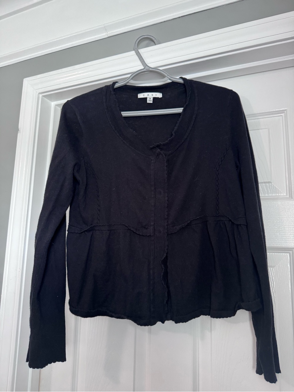 CAbi Black Knit Button-Front Cardigan with Label